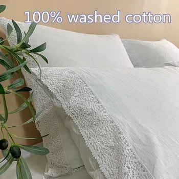 Наволочка Princess Lace из 100% чистого хлопка для постельного белья, домашнего декора, Свадебной Бело-розовой наволочки