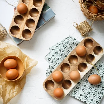 Коробка для хранения яиц из натурального дерева Акации в Скандинавском стиле, Аксессуары для Холодильника, Декор, Держатель, Поднос для столешницы, Кухня