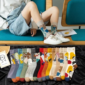 Носки Женские Средней длины Ins Tide Socks Street 2021 Японская и Корейская версия Хлопчатобумажных носков Creative Trend Оптом