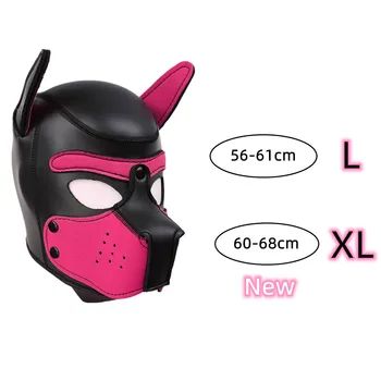 XL Код Абсолютно новый, увеличенный, большой размер, косплей щенка, мягкая резиновая маска с капюшоном на всю голову и ушками для мужчин и женщин, ролевая игра для собак