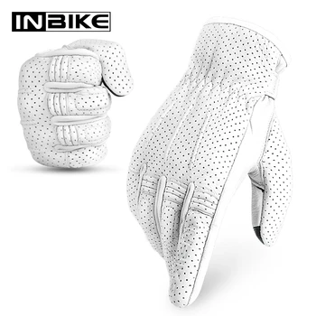 Мотоциклетные перчатки INBIKE из мягкой кожи Премиум-класса из козьей кожи, перчатки на полный палец, сенсорный экран для женщин, мужские дышащие перчатки для мотокросса