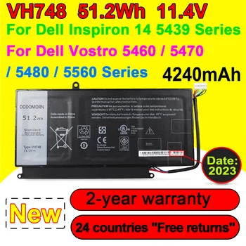 Аккумулятор для ноутбука VH748 Для DELL Vostro 5460 5470 5560 14 5480 Для Inspiron 14 5439 V5460D-1308 V5460D-1318 5470D-1328