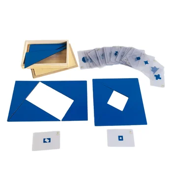 Коробка Монтессори с синими треугольниками и карточками Geometri, строительная игра, строительные игрушки для детей раннего возраста, творческая игра