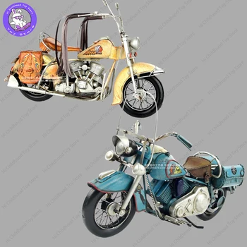 Антикварная классическая модель мотоцикла в стиле Ретро, Винтажные поделки из кованого металла Для украшения дома, подарок детям на День Рождения