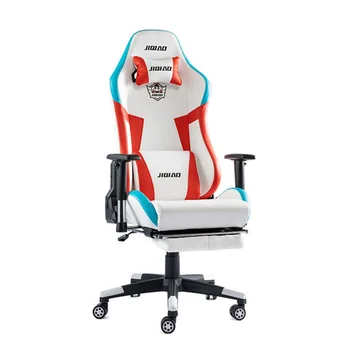 Новое высококачественное игровое кресло, белое красное компьютерное кресло, домашнее кресло, офисное вращающееся кресло, эргономичное кресло для геймеров из искусственной кожи