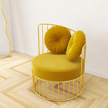 Дизайнерский современный стул для гостиной, Легкие Роскошные золотые Ножки, Металл, Современный табурет с поддержкой спинки, декор для спальни в скандинавском стиле
