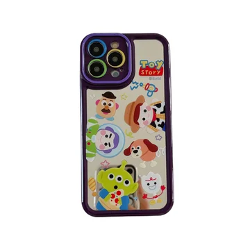 Зеркальный Чехол для телефона Buzz Lightyear Disney для iPhone 11 12ProMax 13 14 7Plus 8 6s XR XS с Защитой от Падения, Забавная Крышка объектива с полной защитой