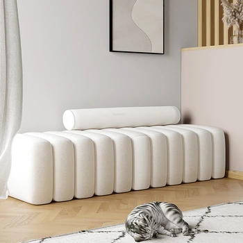 Скандинавские Дизайнерские Фланелевые Стулья для переодевания Мебель для гостиной Современная минималистичная скамейка Пуфики для Спальни 120 см Табурет на заказ