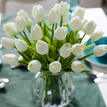 10 шт., Искусственный цветок Тюльпан, Искусственный букет на ощупь, Поддельный цветок для свадебного украшения, Цветы для дома, Garen Decor