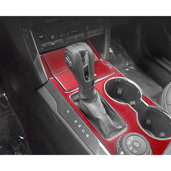 Красные наклейки из углеродного волокна, модификация панели переключения передач, накладные планки для Ford Explorer 13-19, автомобильные внутренние аксессуары