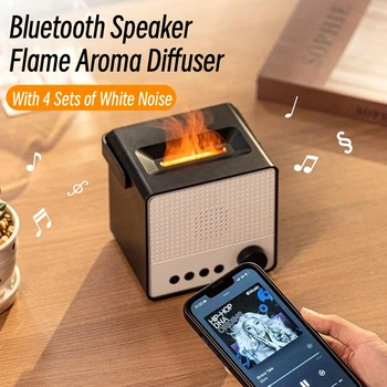 4 Диффузора ароматических эфирных масел с белым Шумом, лампа с пламенем, USB-зарядка, домашний Bluetooth-динамик, ультразвуковой Увлажнитель воздуха для Ароматерапии