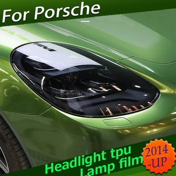 Наклейка на Пленку для Автомобильных фар Против царапин для Porsche Macan Cayenne Panamera 2019 2020 718 911 Boxster Cayman TPU Дымчато-Черный