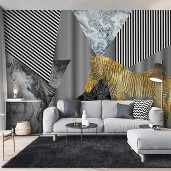 Изготовленный на заказ размер скандинавских минималистичных 3D обоев абстрактная геометрическая линия зебры домашний декор настенная роспись декор спальни самоклеящиеся обои