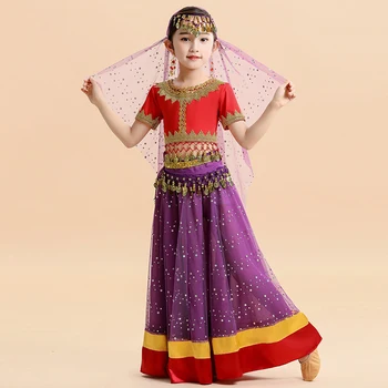 Новые детские праздничные костюмы на Хэллоуин, Косплей для индийских танцев, нарядные костюмы принцессы для индийских девочек, топы, Юбки