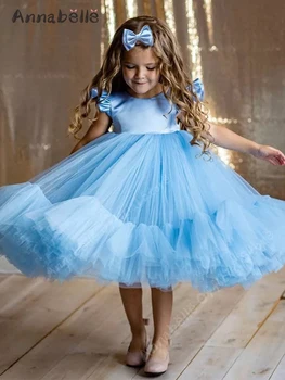 Платье с цветочным узором Annabelle для девочек, платье без рукавов для девочек, Бальное платье, платья с цветочным узором для девочек, свадебные детские