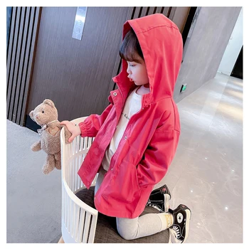 Новая Осенняя одежда для девочек, Новая детская корейская версия куртки-ветровки с капюшоном, детское пальто в иностранном стиле для 2, 4, 6, 8 лет, 2023