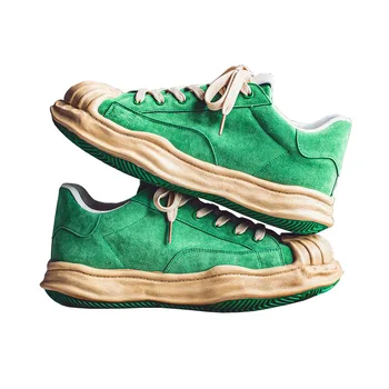 OVXUAN, мужские Модные Зеленые кроссовки из искусственной кожи с острым носком, уникальные нишевые походные ботинки, Дизайнерские мокасины для ходьбы