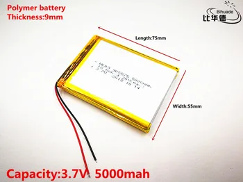 Хорошее качество 3,7 В, 5000 мАч 905575 полимерный литий-ионный аккумулятор для планшетных ПК, GPS, mp3, mp4