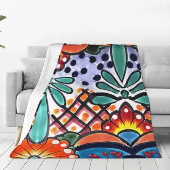 Мексиканское красочное фланелевое одеяло Talavera, Мексиканское Искусство, цветы, 3D Принт, Забавное Одеяло для дома, Покрывала