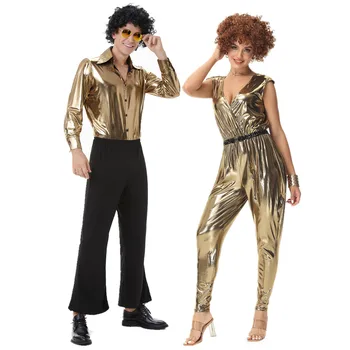 Пары, винтажный костюм хиппи 70-80-х годов, Хэллоуин, Косплей, Карнавальная вечеринка, Музыкальный фестиваль, Ретро-дискотека, Наряжаются Для мужчин и женщин