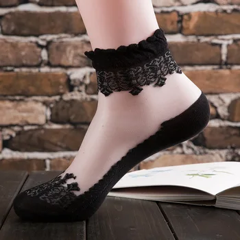 10 пар модных сексуальных женских носков, женские летние нейлоновые носки, короткие кружевные женские прозрачные носки и чулочно-носочные изделия