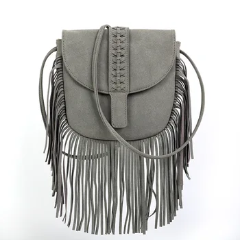 Diinovivo Модная дизайнерская сумка-мессенджер с кисточками для женщин, плетеная сумка на плечо в форме полукруга, скраб из искусственной кожи, сумки с клапаном WHDV2173