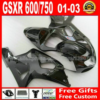 Абсолютно новый комплект обтекателей для глянцевого черного SUZUKI 2001-2003 GSXR 600 750 K1 #TKB GSX R600 R750 01 02 03 7 подарок