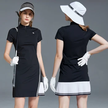 Женское платье для гольфа Swan Love, Черное Плиссированное платье для гольфа с короткими рукавами, Женские Элегантные спортивные рубашки, Платья, Тонкая одежда для бадминтона