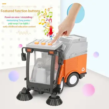 Детская имитационная дорожная уборочная машина, Игрушечный мусоровоз, Санитарная обработка, модель уличного автомобиля, светомузыка, подарок на день рождения, игрушечный автомобиль