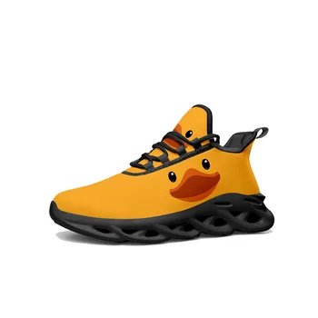 Кроссовки на плоской подошве с принтом желтой утки, Мужские и женские Спортивные кроссовки для бега, Высококачественные кроссовки, сетчатая обувь на шнуровке, обувь на заказ, Balck