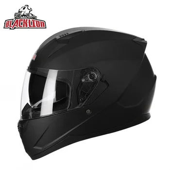 BlackLion, матовый черный, персонализированный мотоциклетный шлем с полным лицом, высококачественный защитный шлем для мотокросса, Capacetes Para Moto DOT