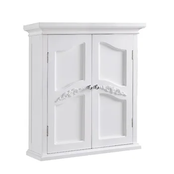 Деревянный настенный шкаф с 2 полками, белый