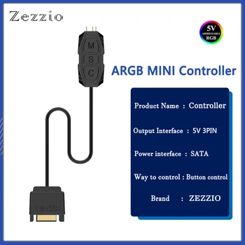 Мини-контроллер ZEZZIO 5V 3PIN ARGB Вентилятор Легкий Корпус переходная панель Простой контроллер для охлаждения процессора