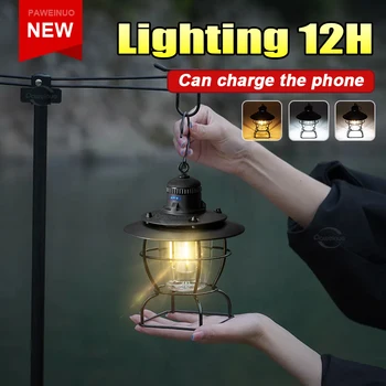 Новейший стиль, Ретро-фонарь для кемпинга, заряжаемые через USB уличные фонари для палатки, многофункциональное освещение, портативная лампа, 3 режима, рыбалка, прогулка