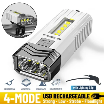 Светодиодный фонарик, мини-фонарик, ультра яркий тактический блок питания, наружное освещение, 4 режима USB, перезаряжаемый фонарик, Велосипедная фара