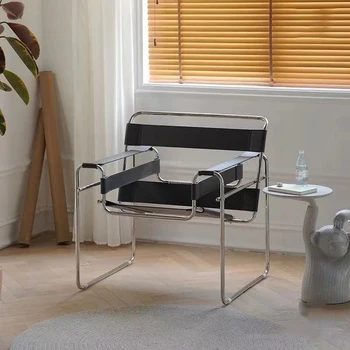 Креативные дизайнерские стулья для гостиной, Простая мебель для гостиной, Спальня из нержавеющей стали, Современный стул со спинкой, диван для отдыха