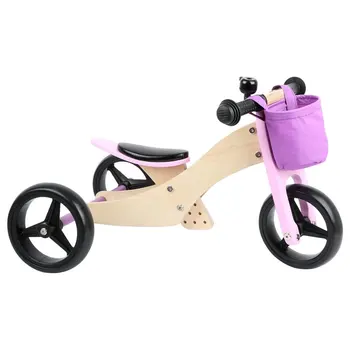 Маленькие Деревянные игрушки для ног, Тренировочный Балансировочный велосипед/Мотодельтаплан 2-в-1, Розовый, Предназначен для детей в возрасте от 12 месяцев Classic Deck Tricycle Three