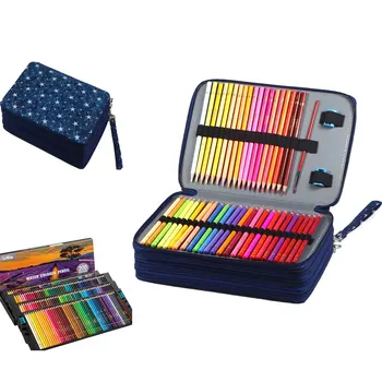 120/200 цветной набор цветных карандашей, канцелярские принадлежности для рисования, школьные принадлежности, специальный ударопрочный чехол для ручек, водорастворимый карандаш