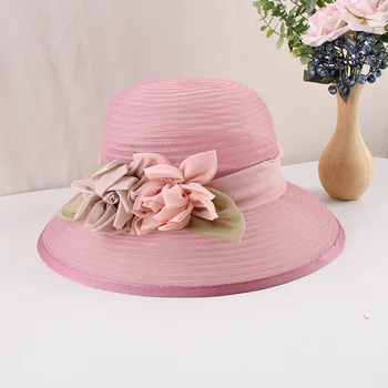 Розовые Шляпы для невест, Церковный Колпак, Цветы, Свадебное чаепитие, Свадебная шляпа, Женская Элегантная Женская шляпа