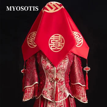 Новейший Китайский Винтажный Красный Хиджаб, Фата Невесты, Шаль, Свадебные Румяна, Вуали, Хиджаб с подвеской Ruyi