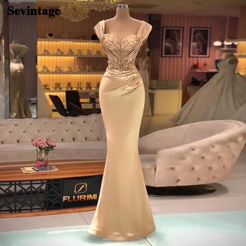 Вечерние платья из атласа и бисера в стиле Русалки Sevintage, Дубай, Длинные Плиссированные Вечерние платья в Саудовском Арабском стиле для женщин, платья для выпускного вечера Принцессы 2022