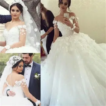 Свадебное бальное платье принцессы, блестящее свадебное платье с открытыми плечами, аппликацией на шнуровке сзади, vestidos de novia 2020
