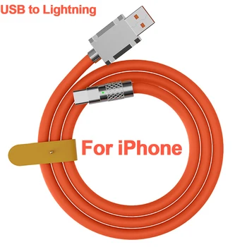 Кабель для быстрой зарядки и Передачи данных Мощностью 66 Вт Для iPhone 14 13 11 12 11 Pro Max XS XR Apple Phones 2.4A USB to Lightning Жидкий Силиконовый Шнур