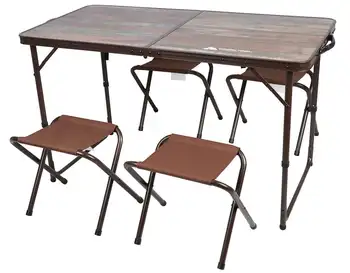 Прочный стол и табуретки из стали и алюминия с открытыми отверстиями 19,29 
