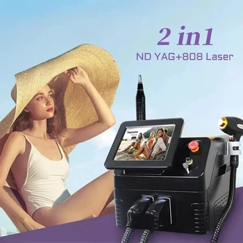 Новейший 808-диодный лазерный перманентный портативный аппарат для пикосекундного лазерного удаления татуировок и волос 2 в 1