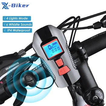 Водонепроницаемый Велосипедный фонарь, зарядка через USB, передние фонари Велосипеда, фонарик, руль, Велосипедная фара с роговым индикатором скорости, ЖК-экран