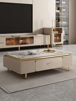 Мраморный чайный столик, легкая роскошь, современный простой прямоугольный чайный столик, итальянская минималистичная мебель для гостиной в скандинавском стиле