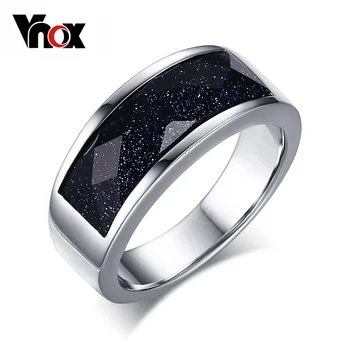 Vnox Уникальные кольца с синим гравием для женщин Серебристого цвета, кольца с камнем Звездного неба
