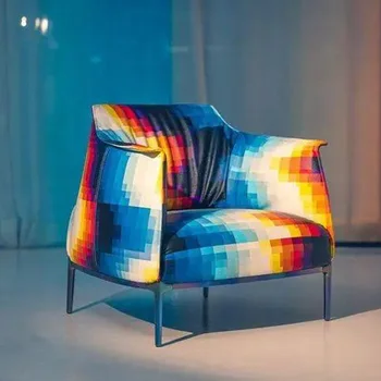 Легкий роскошный комплект хлопчатобумажного кресла для отдыха в итальянской гостиной, полностью кожаное кресло скандинавской формы
