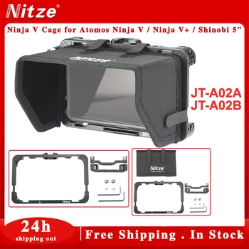 Клетка Nitze Ninja V для 5-дюймового монитора Atomos Ninja V /Ninja V +/Shinobi с зажимом для кабеля, совместимого с HDMI, и Sunhood JT-A02A
